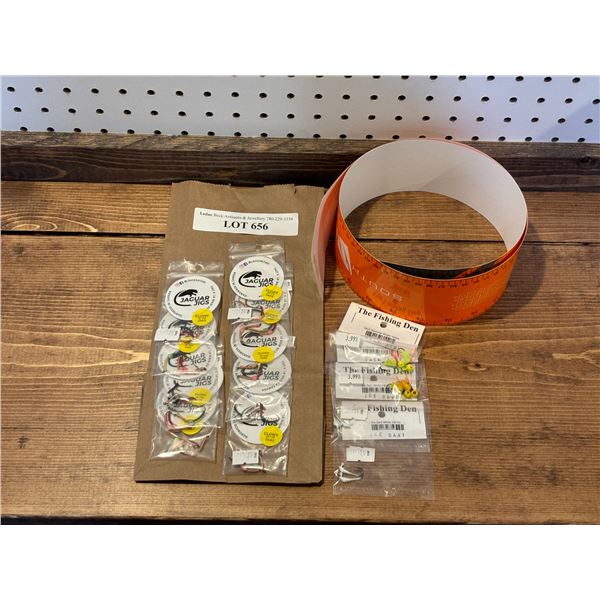 South Bend 36 Inch Adhesive Ruler,   The Fishing Den 1/8 oz & Jaguar Jigs Size 8 & Glow in the Dark 