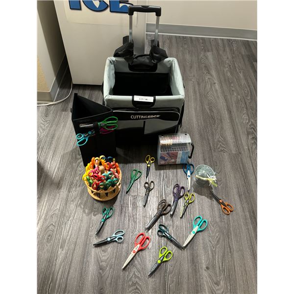 Cutting Edge Rolling Bin, Fiskars Paper Edgers, Stampin' Write Markers, Metal Bucket