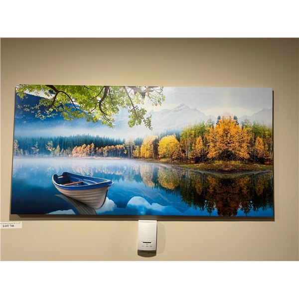 Beautiful Nature Scene w Rowboat on Lake