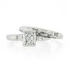 Image 6 : Vintage 14K Gold 0.50 ctw Emerald Cut Diamond Engagement Ring Matching Band Set