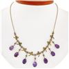 Rare Antique Victorian 14K Gold 14 ctw Oval Amethyst Pearl Fringe Collier Neckla