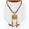Vintage Victorian Revival 14K Gold Hand Engraved Diamond Tassel Pendant Necklace