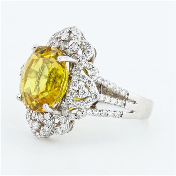 7.68 ctw Yellow Sapphire and 0.90 ctw Diamond Platinum Ring
