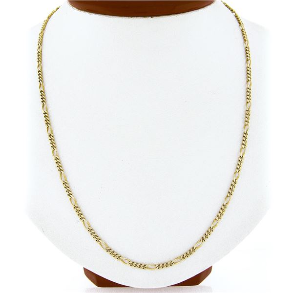 Unisex Italian 14K Yellow Gold 20" Long 2.8mm Solid Figaro Link Chain Necklace