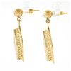 Image 3 : 14k Yellow Gold Detailed Filigree Floral Open Work Squared Drop Dangle Earrings