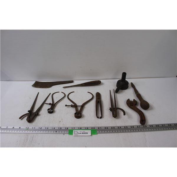 (10) Vintage Tools: Micrometers, Wrench, Screwdrivers, Misc.