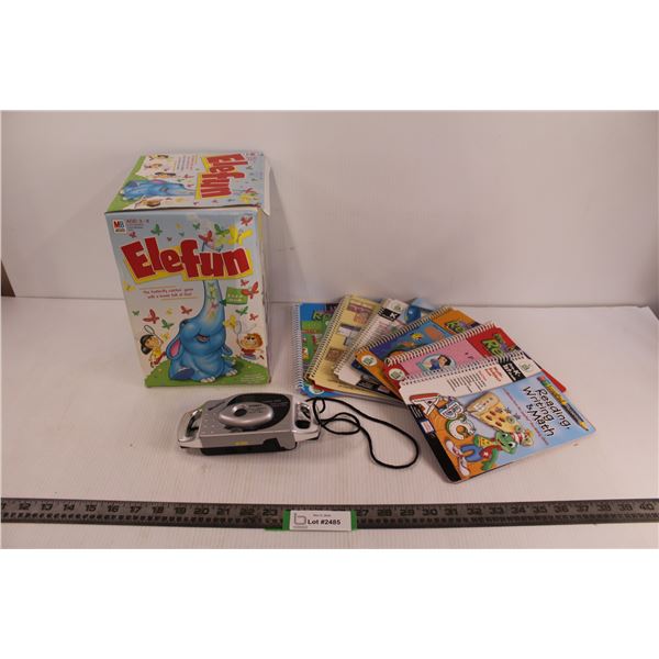 Milton Bradley Elefun Game - As Is, Street Gear 35mm Compact Camera, (7) Leapfrog Educational Books