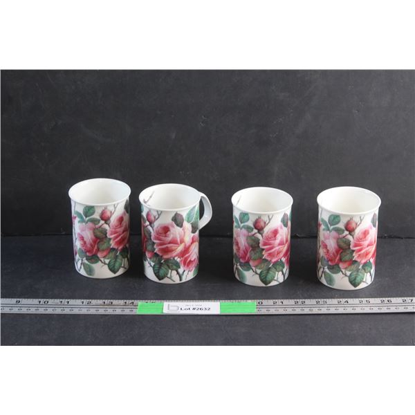 (4) English Rose Mugs