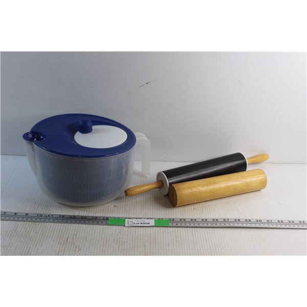Salad Mixing Bowl and (2) Dough Rollers
