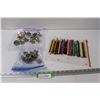 Image 1 : Stainless Steel Shower Curtain Hooks & (5) Cabinet Knobs, Laurentien Pencil Crayon Collection