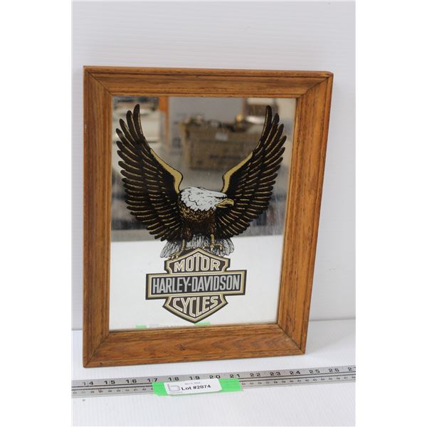 Harley Davidson Mirrored Picture in Wood Frame - 14" x 11"