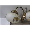 Image 2 : (4) Vintage Sunflower Glass Shade Wall Mount Lamps - as is