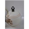 Image 3 : (2) Vintage Floral Glass Shades w/Ceiling Mounting Hardware - as is