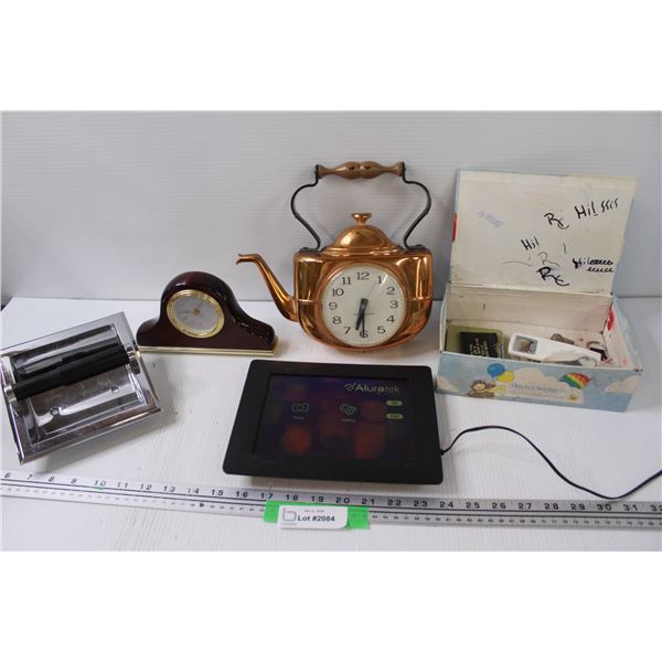 Digital Photo Display - Powers On, (2) Clocks, as is - Toilet Paper Dispenser, Misc.