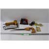 Image 1 : Tool Lot: Air Staple Gun, Laser Level, Hand Saw, (2) Measuring Tape Replacements Rolls, Hinge