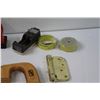 Image 4 : Tool Lot: Air Staple Gun, Laser Level, Hand Saw, (2) Measuring Tape Replacements Rolls, Hinge