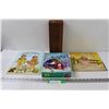 Image 1 : (2) Shirley Temple Books, Beauty & The Beast Puzzle - as is, Whiskey Wood Box