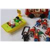 Image 4 : Children's Toy Lot: Little People, Fisher Price, Bus, Fire Truck Trailer, Misc.