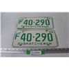 Image 1 : Pair Saskatchewan Farm License Plate - 1968