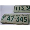 Image 2 : (3) Saskatchewan License Plate - Pair of Farm Plates and Single Plate 1970 & 1974