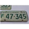 Image 4 : (3) Saskatchewan License Plate - Pair of Farm Plates and Single Plate 1970 & 1974