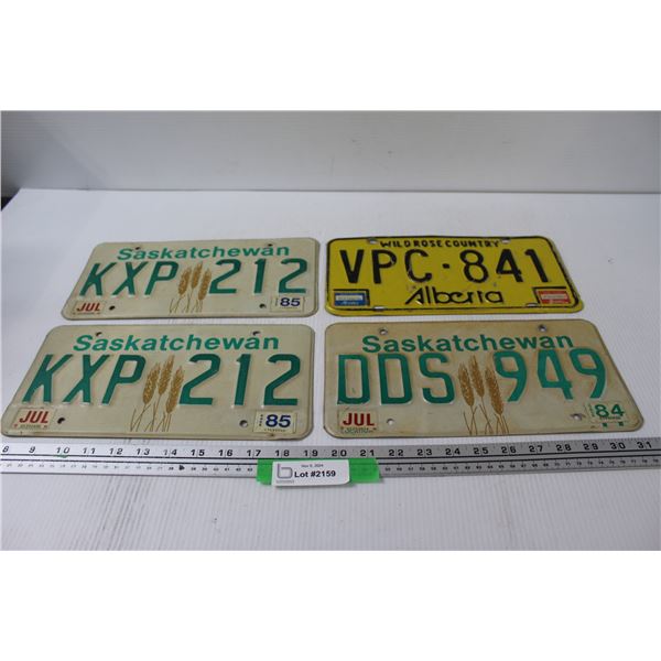 (3) Saskatchewan License Plate - 1985 & 1984, Alberta Plate