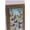 Image 2 : Asian Ink & Watercolor Painting - 11" x 6" & Asian Metal Art in Frame - 8" x 6"