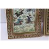 Image 3 : Asian Ink & Watercolor Painting - 11" x 6" & Asian Metal Art in Frame - 8" x 6"