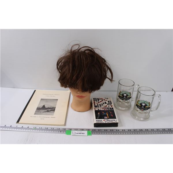 1885 Rebellion Book (1985 Publish Date), (2) 1995 Saskatchewan Roughriders Beer Mugs, Spice Girls VH