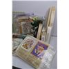 Image 4 : (2) 5"x7" Wooden Picture Frames, Set of Sears Pillowcases, Assorted Stitching Bars, Thread, & Needle