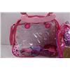 Image 3 : Pink Translucent Kid's Backpack w/ Disney Princess Pencil Case, Clear Plastic Barbie Children's Bag 