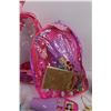 Image 4 : Pink Translucent Kid's Backpack w/ Disney Princess Pencil Case, Clear Plastic Barbie Children's Bag 