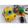 Image 2 : Bag of Lego's w/ Vehicles, Battat Children's Shapes Toy, Vtech Toy Car, Ghost Hand Puppet, Misc.