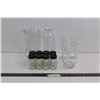Image 1 : (8) Glass Seasoning Bottles, (2) Glass Flower Vases, (2) Glass Highball Glasses, Glass Candle Holder