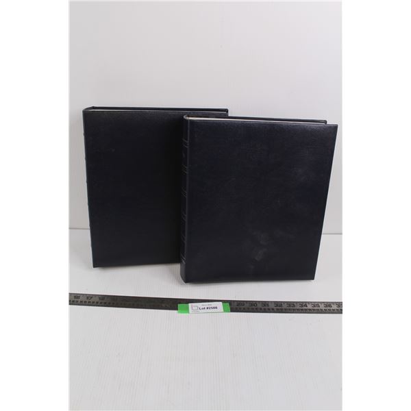 (2) Navy Blue Leather Photo Albums w/ 4"x6" Photo Sleeve Pages