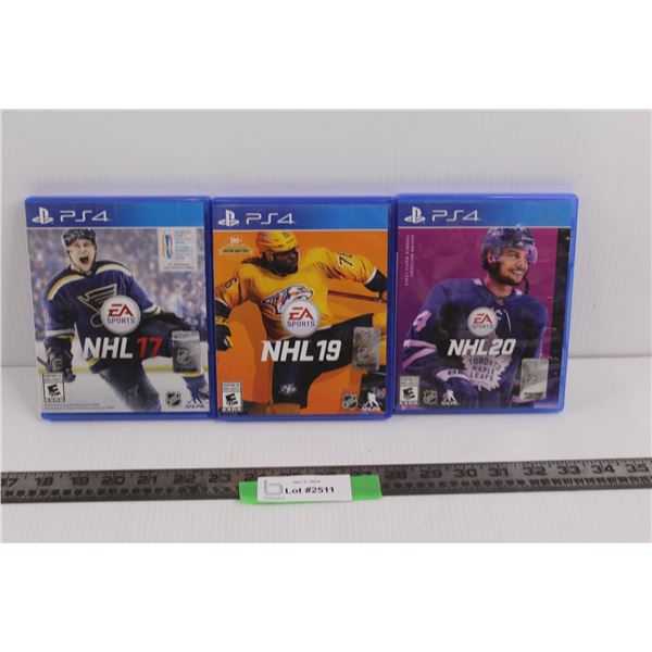 (3) PS4 Games: NHL 17, NHL 19, & NHL 20 - As Is