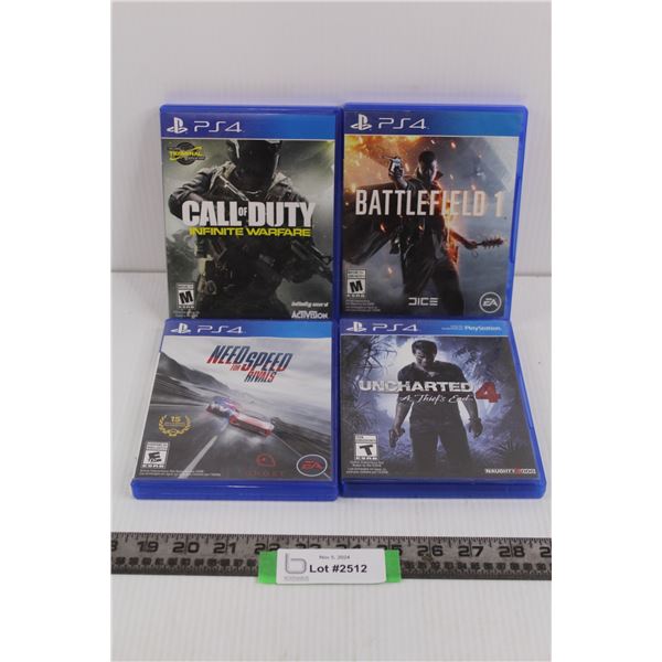 (4) PS4 Games: Battlefield 1, Call of Duty Infinite Warfare, Need for Speed Rivals, & Uncharted 4 - 