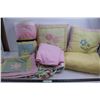 Image 1 : Yellow Flower Blanket & Pillow Set, White Multicoloured Butterfly Twin Bed Set, Pink Flat Sheet