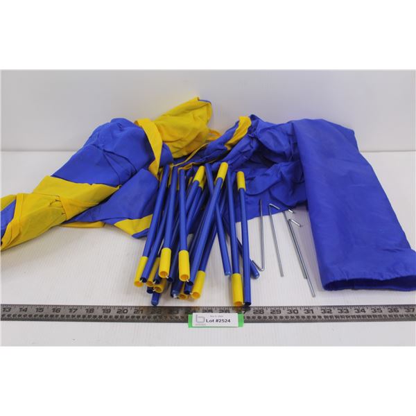 Blue & Yellow Small Tent w/ Poles - As Is