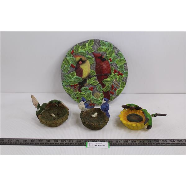 Audobon Ceramic Round Wall Bird Decoration 10.5", (3) Ceramic Bird Lawn/Garden Ornaments