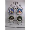 Image 1 : Metal Wall Mount w/ (4) Glass Christmas Plates 10"
