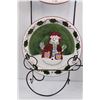 Image 2 : Metal Wall Mount w/ (4) Glass Christmas Plates 10"