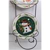 Image 5 : Metal Wall Mount w/ (4) Glass Christmas Plates 10"