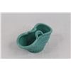 Image 3 : Blue/Green Glass Swan Vanity Box & Blue Basket Shaped Glass Dish