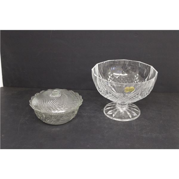 Cristal Fruit Bowl (France) & Small Glass Serving Dish w/Lid