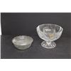 Image 1 : Cristal Fruit Bowl (France) & Small Glass Serving Dish w/Lid