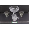 Image 1 : Glass Fruit Bowl 8" - MCM Glass Cream and Sugar Set "Pretzel" and Glass Creamer