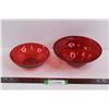 Image 1 : Red Glass Bowl 7" & Red Glass Bowl 8.5"