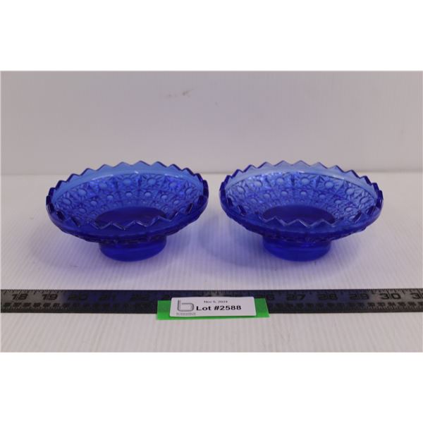 (2) Cobalt Blue Glass Bowls 6"