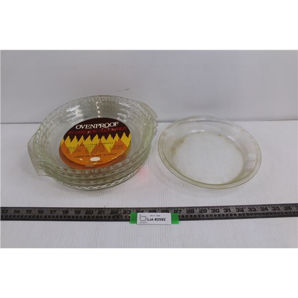 (4) 9.5" Glass Deep Pie Plates & 9" Glass Pie Plate